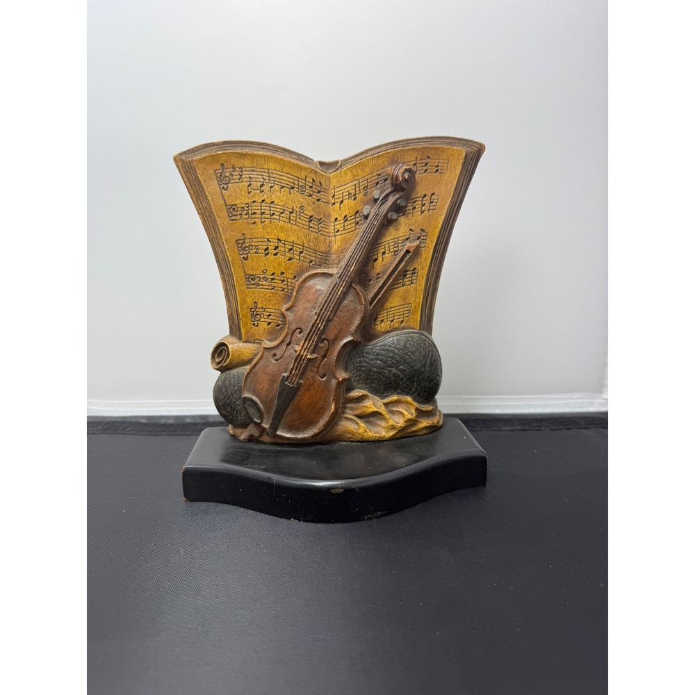 Vintage Syroco Wood Violin Music Book Statue Figurine Decor collectible - Picture 9 of 9